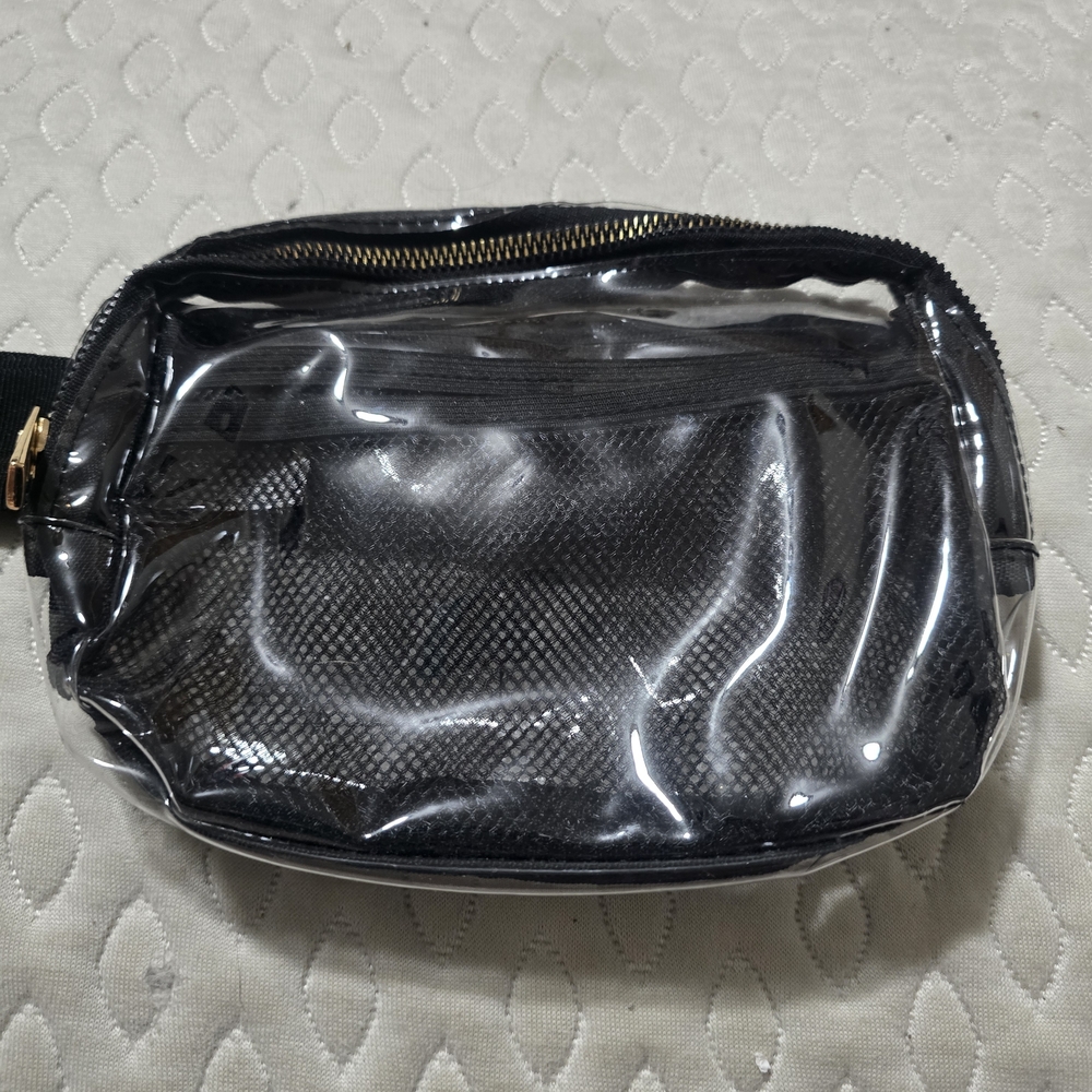 Clear and Black Mesh Belt Bag